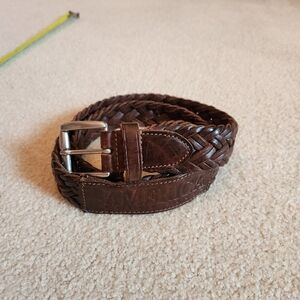Perry Ellis Brown Braided Leather Belt 47 Inch